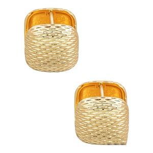 Hammered / textured gold cube posted hoop earrings